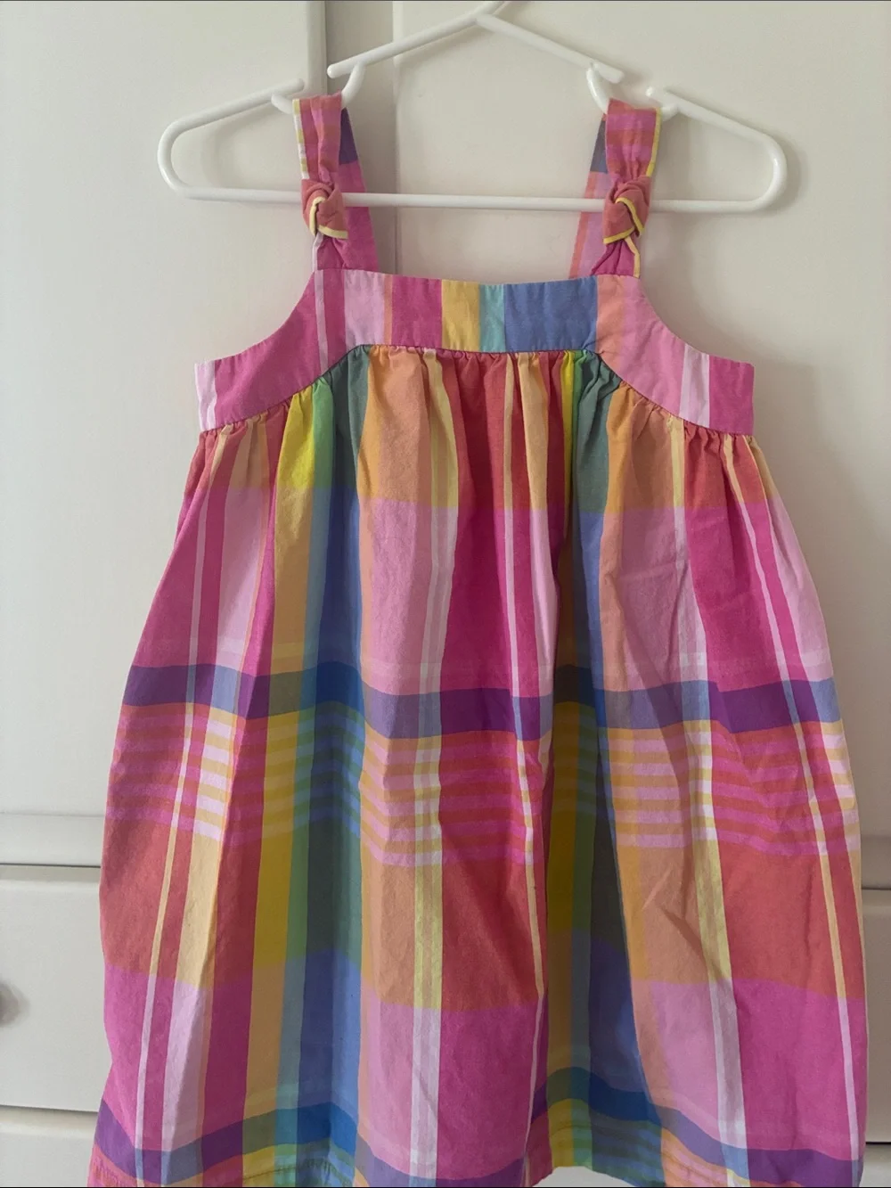 GAP Girls Multicolor Plaid Sundress - Pink, Yellow, Blue, Green